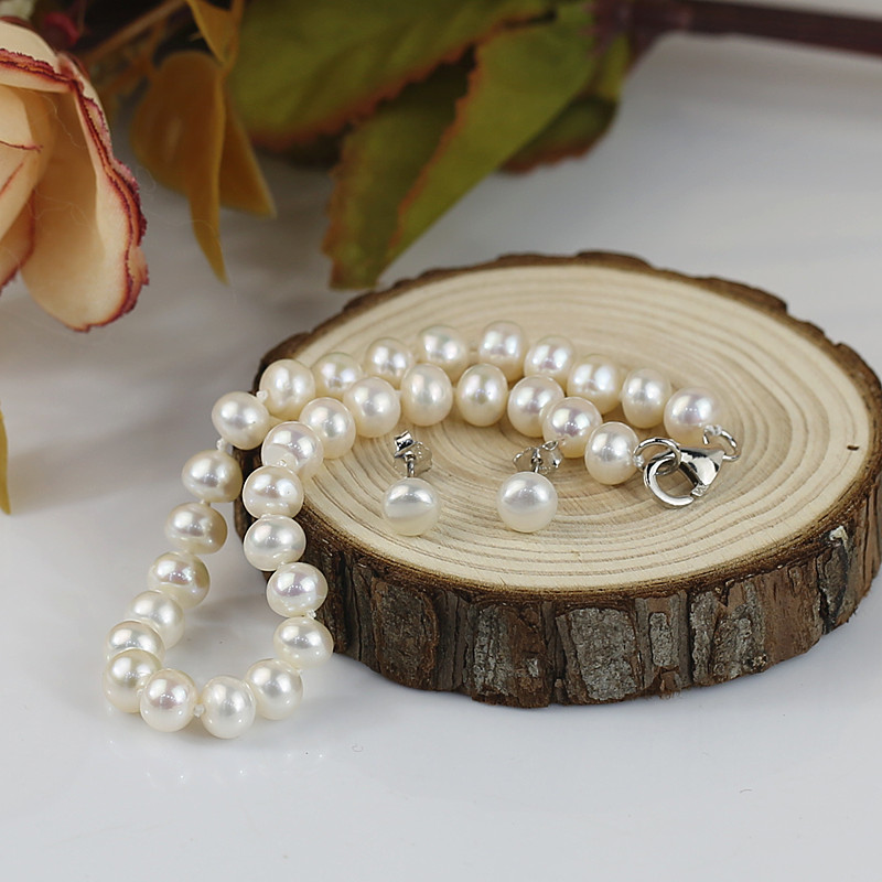 6mm button 3A Women Fashion Natural Freshwater Pearl Jewelry Set, natural freshwater pearl jewelry set wholesale