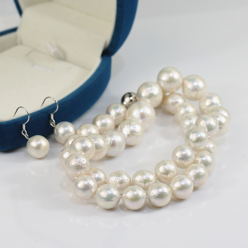 11-13mm Natural Frewshwater Pearl Set AA round Shape wholesale Freshwater pearl jewelry set