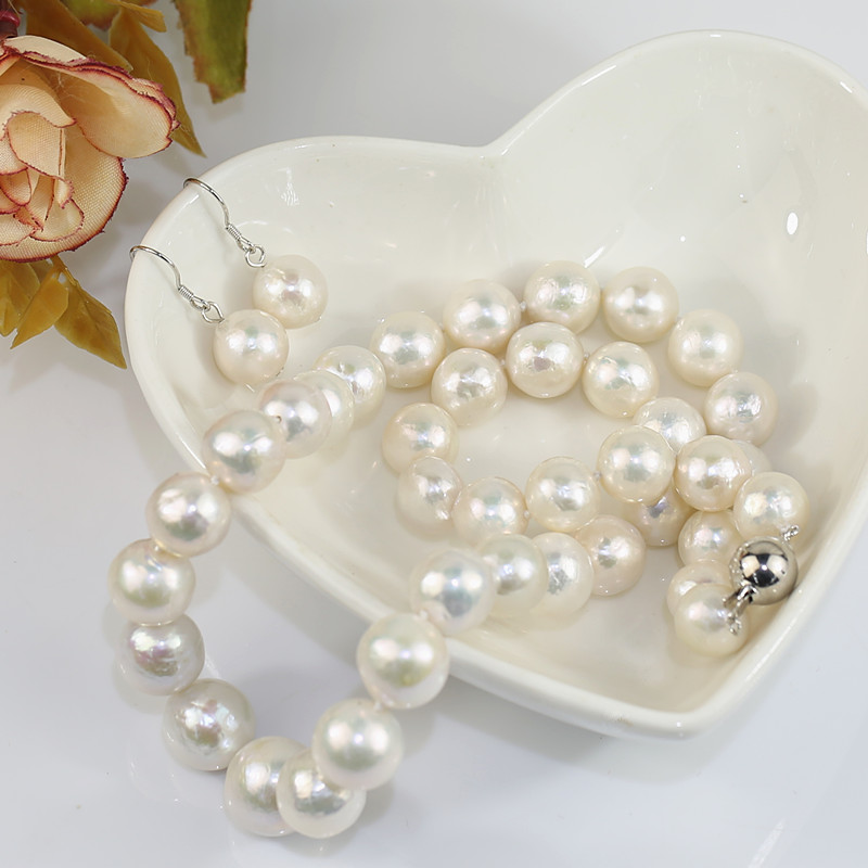 11-13mm Natural Frewshwater Pearl Set AA round Shape wholesale Freshwater pearl jewelry set