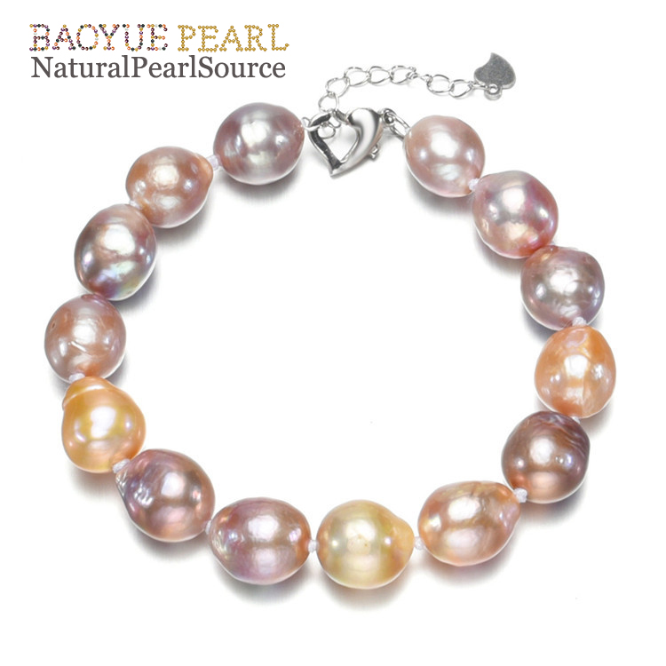 11-12mm Natural Pearl Beads Bracelet  AA edison baroque Women Charm freshwater pearl jewelry bracelets