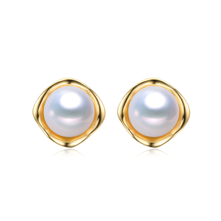 8mm button 3A natural freshwater jewelry wholesale 925 sterling silver pearl stud earrings, freshwater pearl earrings wholesale