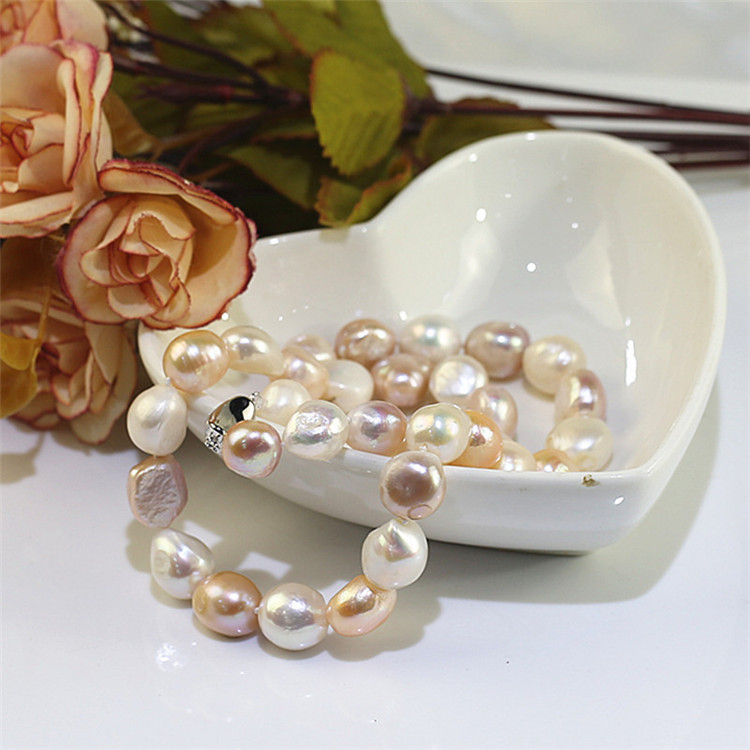 12mm Nugget baroque mixed color freshwater pearl necklace women  freshwater necklace wholesale