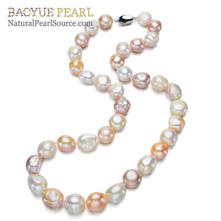 12mm Nugget baroque mixed color freshwater pearl necklace women  freshwater necklace wholesale
