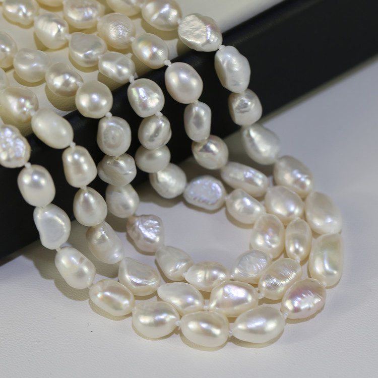 8mm pearl necklace wholesale baroque 3rows new white beautiful pearl and beads hanging necklace