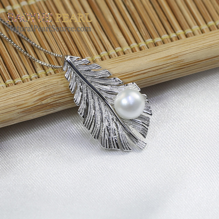  Real freshwater pearls jewelry sets wholesale Leaf shape 925 sterling silver