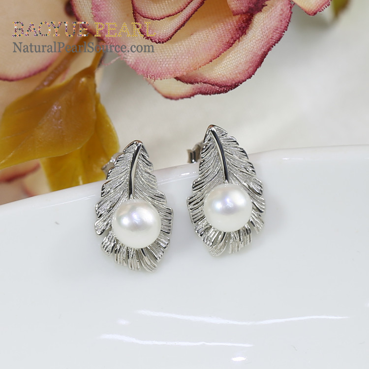  Real freshwater pearls jewelry sets wholesale Leaf shape 925 sterling silver