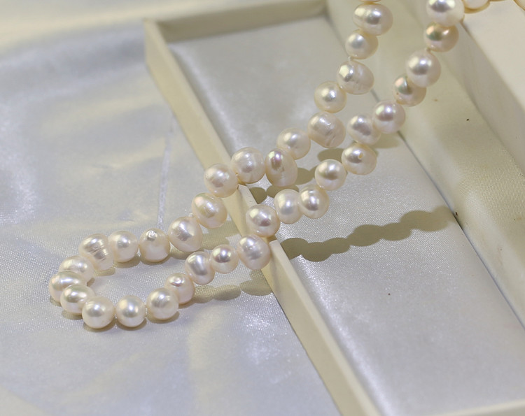 7-8mm AA rice shape pearl oyster jewelry set white high quality 925 sterling silver classical Pearl set