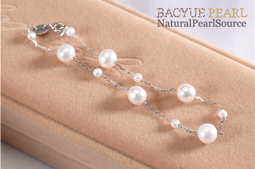 925 Silver white wholesale freshwater bracelet real cultured natural jewelry freshwater pearl bracelet wholesale