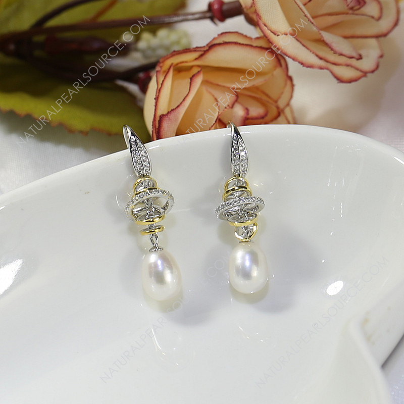 Women Freshwater Pearl Stud Earrings jewelry set, 8mm drop white design Freshwater pearl jewelry set wholesale.