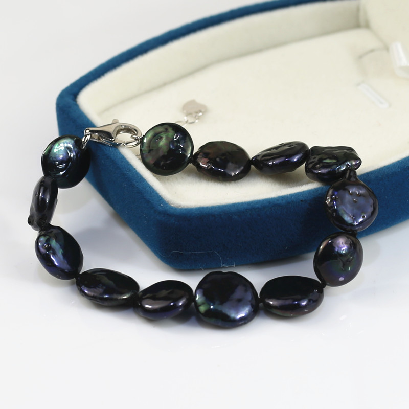 12-14mm black baroque frieshwater pearls earrings jewelry set, rice shape AA  natural pearl jewelry set wholesale