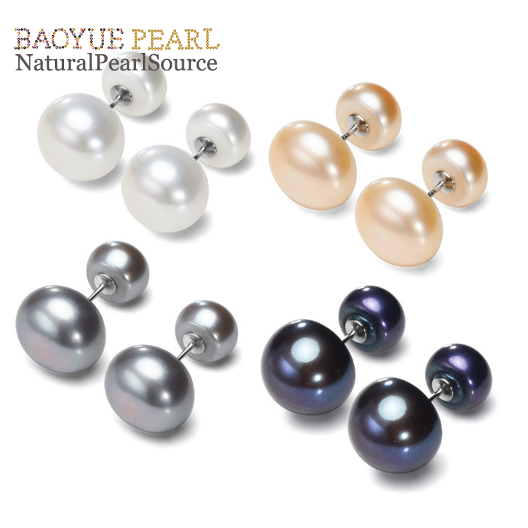 8mm&11mm button shape freshwater pearl earring 3A grade natural big cz stud bridal earring