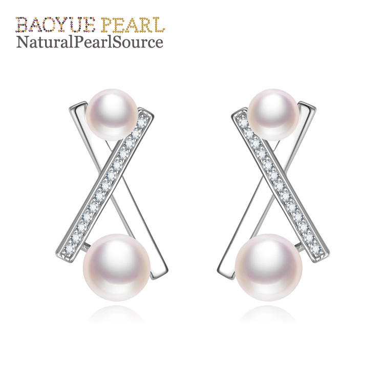 6&8mm button white Stud Earrings Simple Charm Freshwater Pearl Earrings wholesale pearls jewelry .