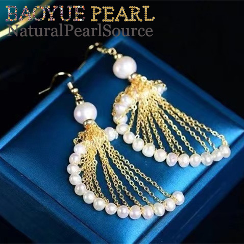 5 mm 14k gold plated double sided pearl earring, potato Shape Freshwater pearl earrings wholesale