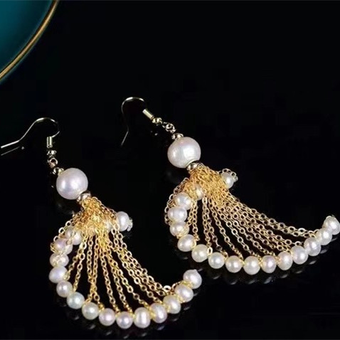 5 mm 14k gold plated double sided pearl earring, potato Shape Freshwater pearl earrings wholesale