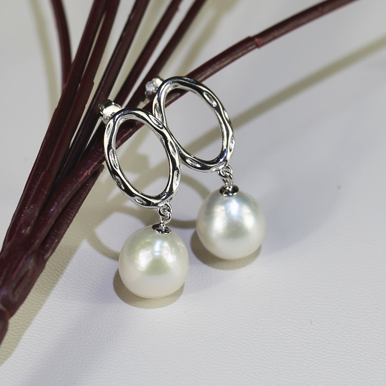 11-12mm edison baroque earring 925 sterling silver new design fashion pearl studs earring gift earings wholesale