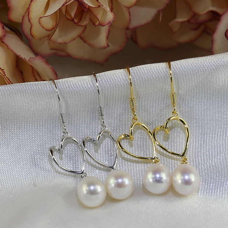 8mm drop 925 sterling silver new design freshwater pearl earrings jewelry pearl earrings wholesale