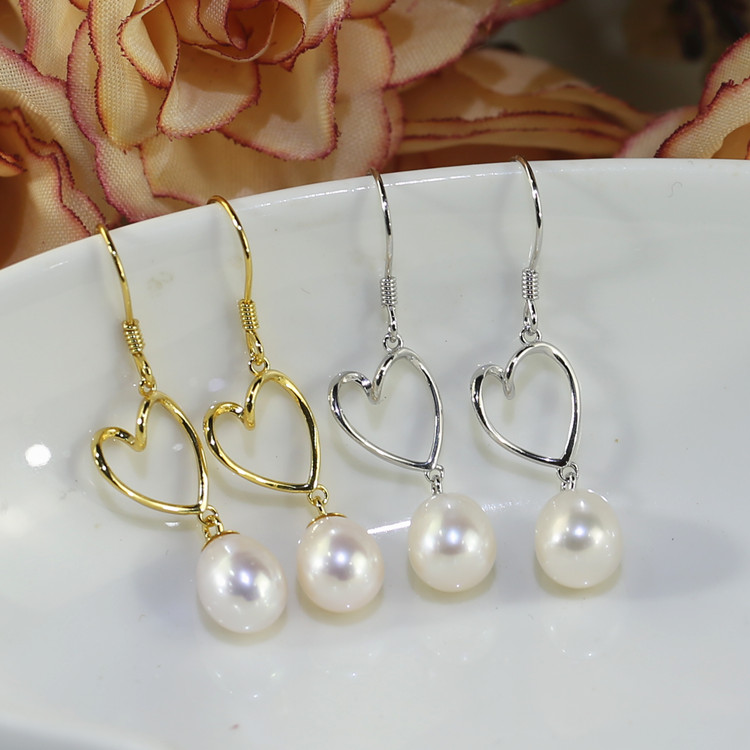 8mm drop 925 sterling silver new design freshwater pearl earrings jewelry pearl earrings wholesale