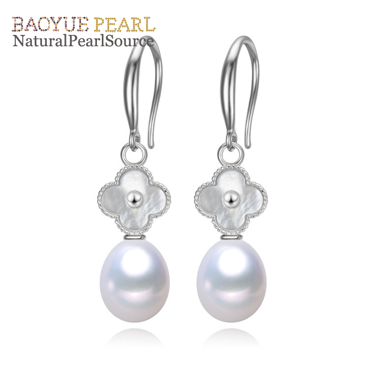 8mm freshwater pearl factory 925 Sterling Silver Dangle Earrings for Women Freshwater Pearl Earrings wholesale