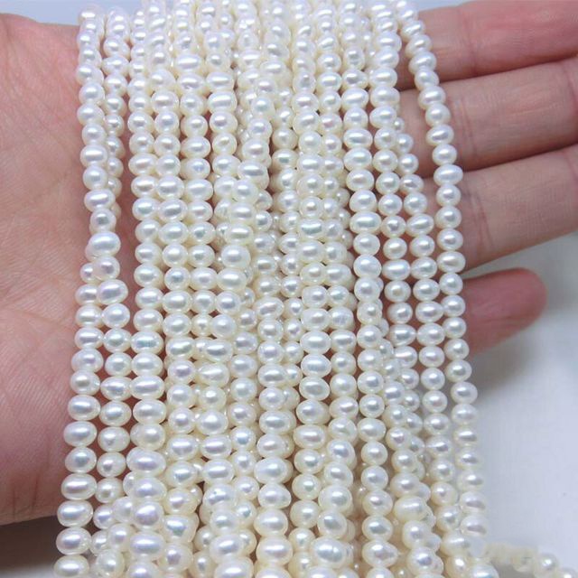 3~4 mm freshwater loose pearl strand mini pearl wholesale,near-round shape good quality. 