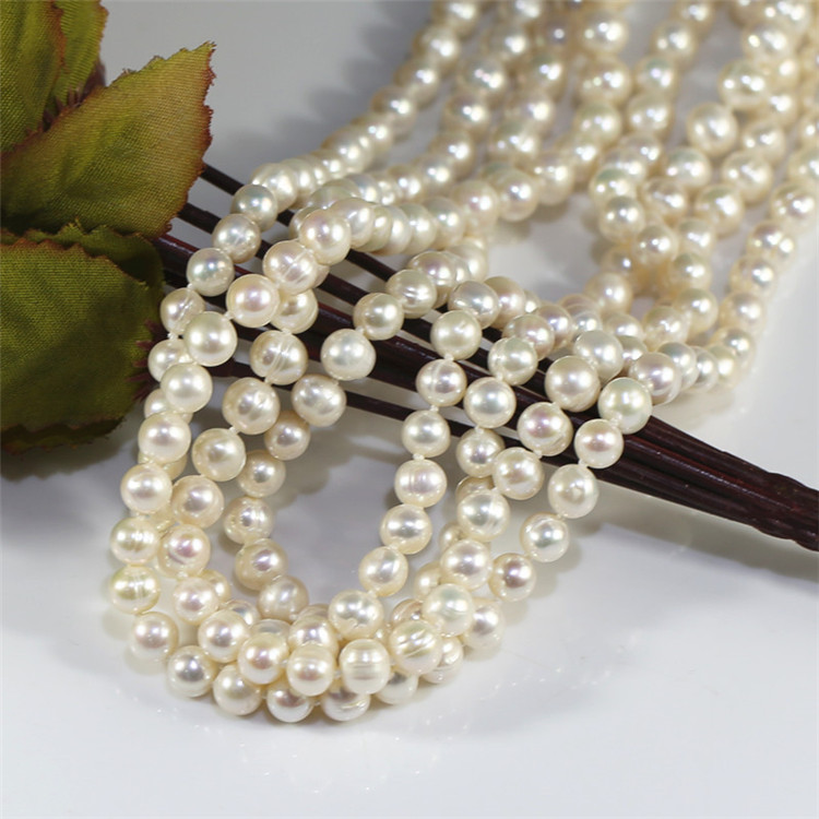 7-8mm real natural freshwater pearl strand necklace A potato 60inches pearl necklace wholesale