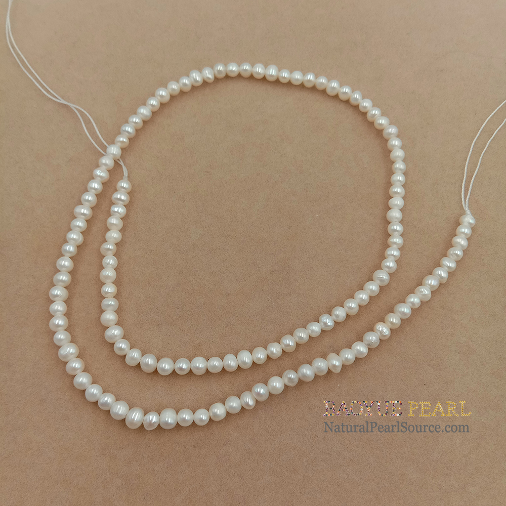 3-4 mm freshwater pearls supplier freshwater pearl loose strand wholesale.