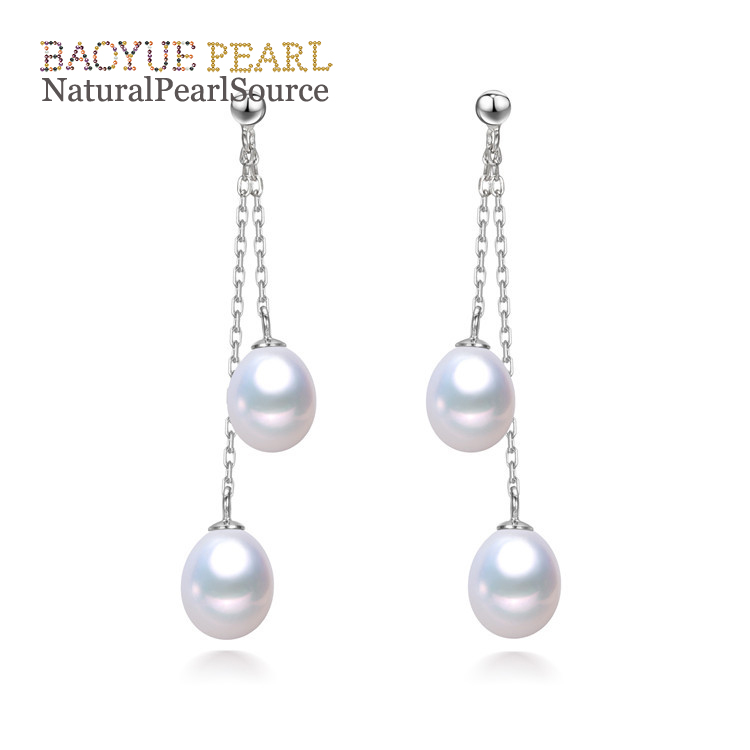 7 mm long pearl drop earrings freshwater pearl drop earrings Freshwater Pearl Earrings wholesale