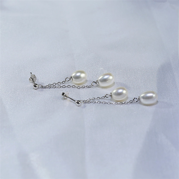 7 mm long pearl drop earrings freshwater pearl drop earrings Freshwater Pearl Earrings wholesale