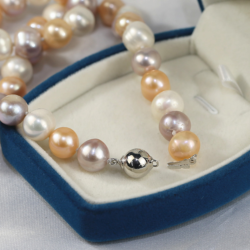 10-11mm AA potato mixed color Natural Real Pearl Necklace initial jewelry necklaces freshwater necklace wholesale