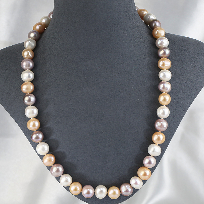 10-11mm AA potato mixed color Natural Real Pearl Necklace initial jewelry necklaces freshwater necklace wholesale