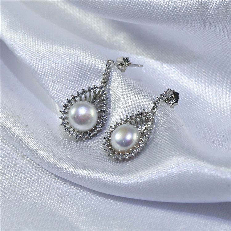 9mm real natural freshwater natural pearl earring Freshwater Pearl Earrings wholesale