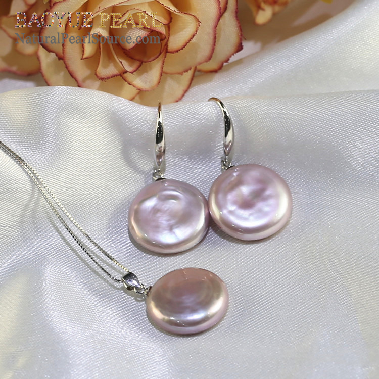 16mm natural freshwater real pearl set fashion hawaiian Baroque Pearl set jewelry set with pearls pink or lavender choose