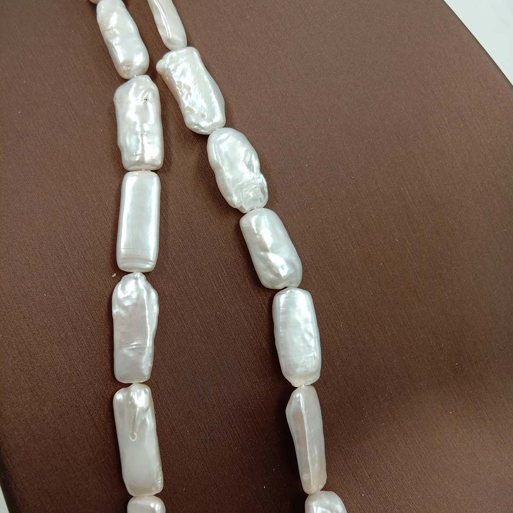 Biwa Baroque natural pearl ,8 x 18 mm rectangle shape baroque loose freshwater pearl in strand .