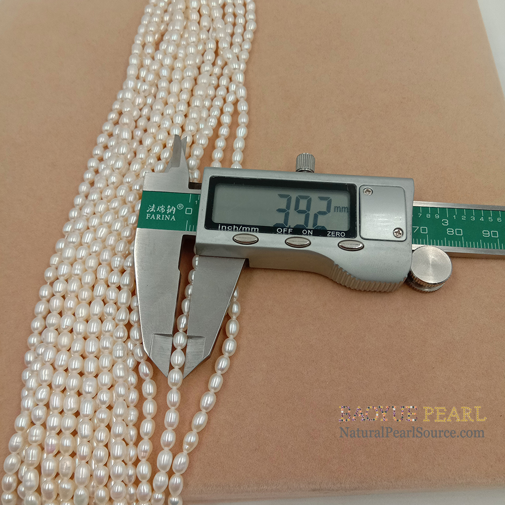 3-4 mm good quality rice shape pearl loose wholesale freshwater pearl in strand freshwater pearl loose strand wholesale