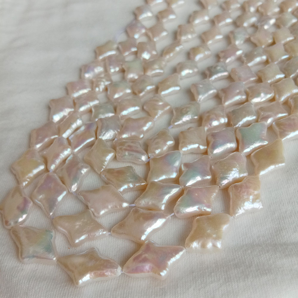 star shape baroque nature pearl in strand, 11-17 mm loose wholesale freshwater pearl in strand. 