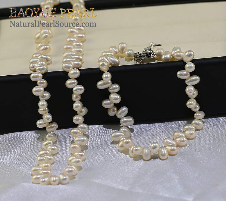 4-5mm AA 16 and 7 inch white pearl necklace earrings jewelry set wholesale pearl jewelry set