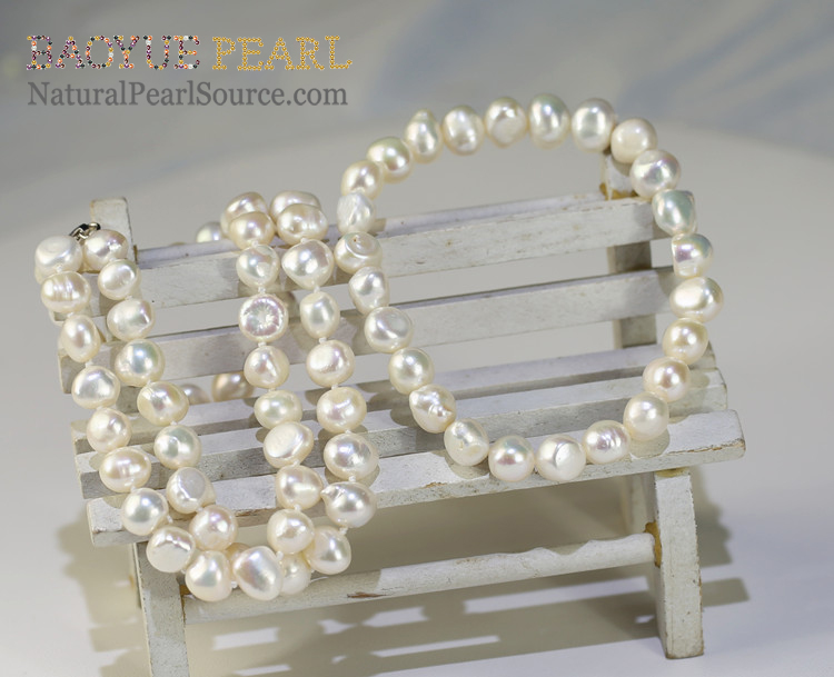 wholesale price new necklace earring bracelet 8mm baroque AA real pearl jewelry set