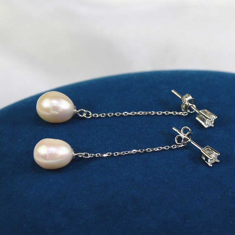 8mm drop women's earrings set pearl earrings for women Freshwater pearl earrings wholesale