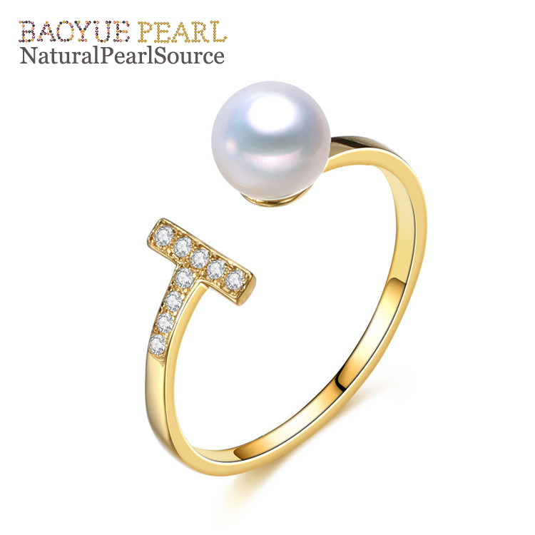 5.5-6mm Korean pearl ring wholesale round 3A new 925 sterling silver jewelry
