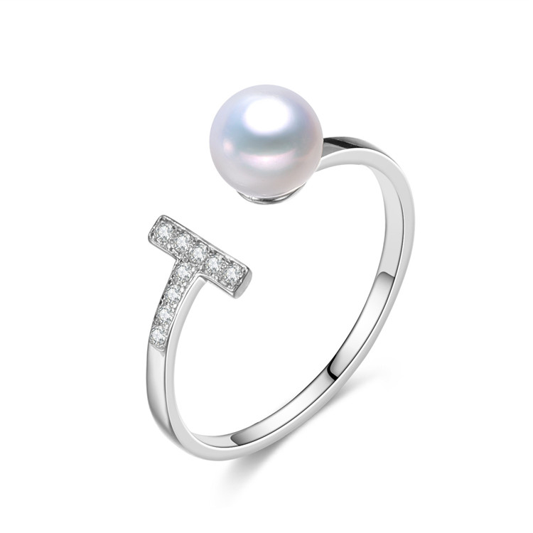 5.5-6mm Korean pearl ring wholesale round 3A new 925 sterling silver jewelry