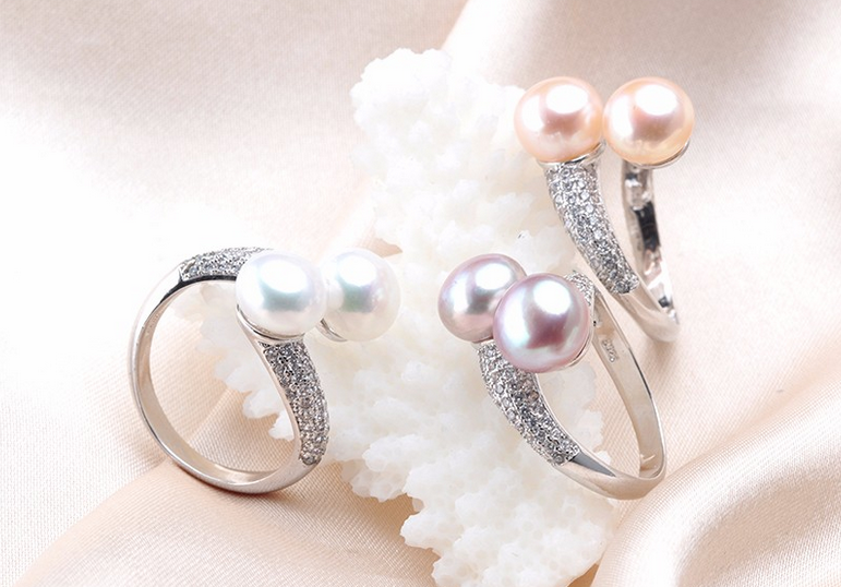 Adjustable natural freshwater real pearl rings freshwater pearl finger ring