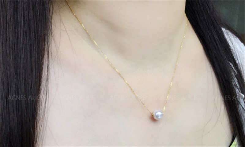 8-8.5mm akoya pearl pendant, white 18k women pearl pendant, pearl jewelry pendant custom necklace factory