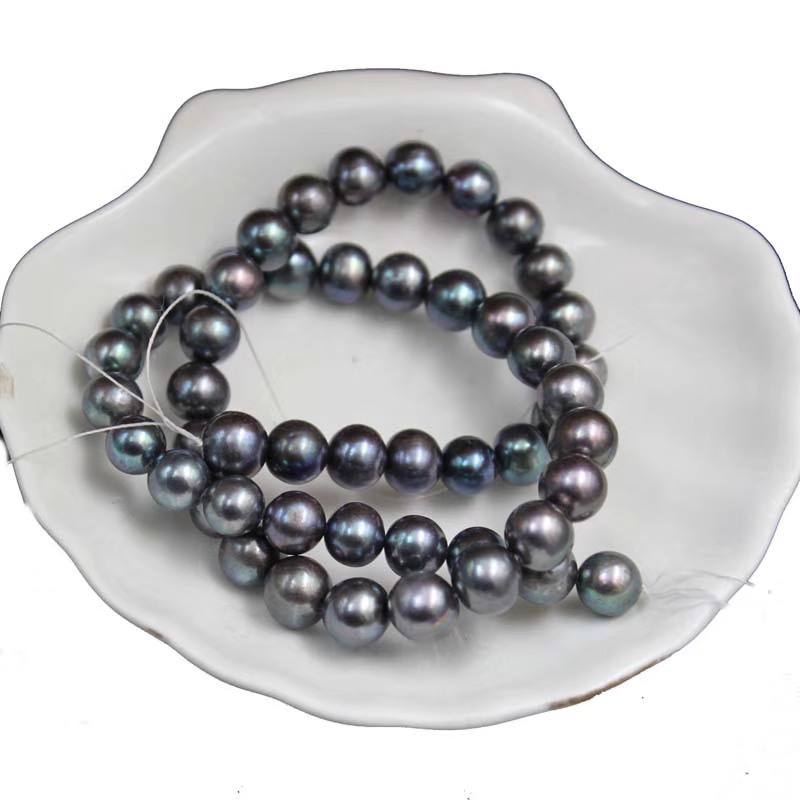 Black Cultured Freshwater Pearl AAA Round Pearls strands for Jewelry Making