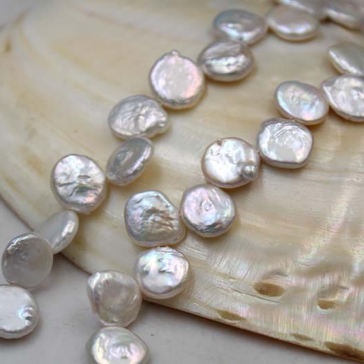 12mm Coin pearl strands Side drilled hole Wholesale Freshwater Seed Pearl baroque loose Pearl for Jewelry Making