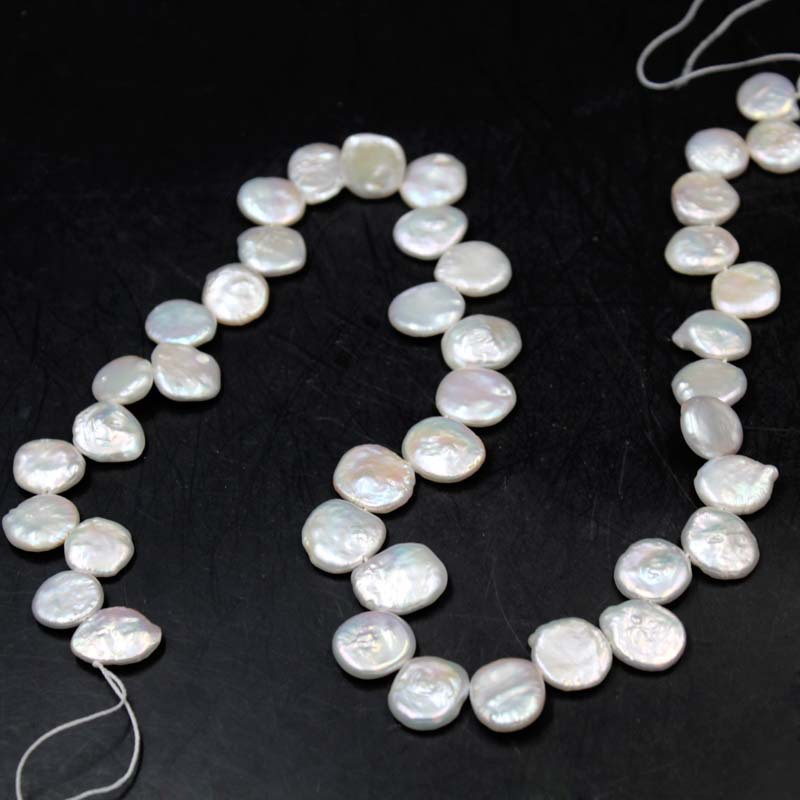 12mm Coin pearl strands Side drilled hole Wholesale Freshwater Seed Pearl baroque loose Pearl for Jewelry Making