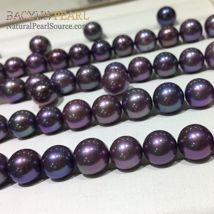 9-12mm Dark Purple Edison Pearls Natural Pearls Round freshwater pearls for Making Jewelry