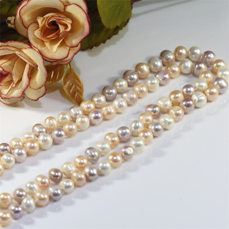 8mm Double layer Jewelry pearl necklace latest design pearl necklace Freshwater pearl necklace Wholesale