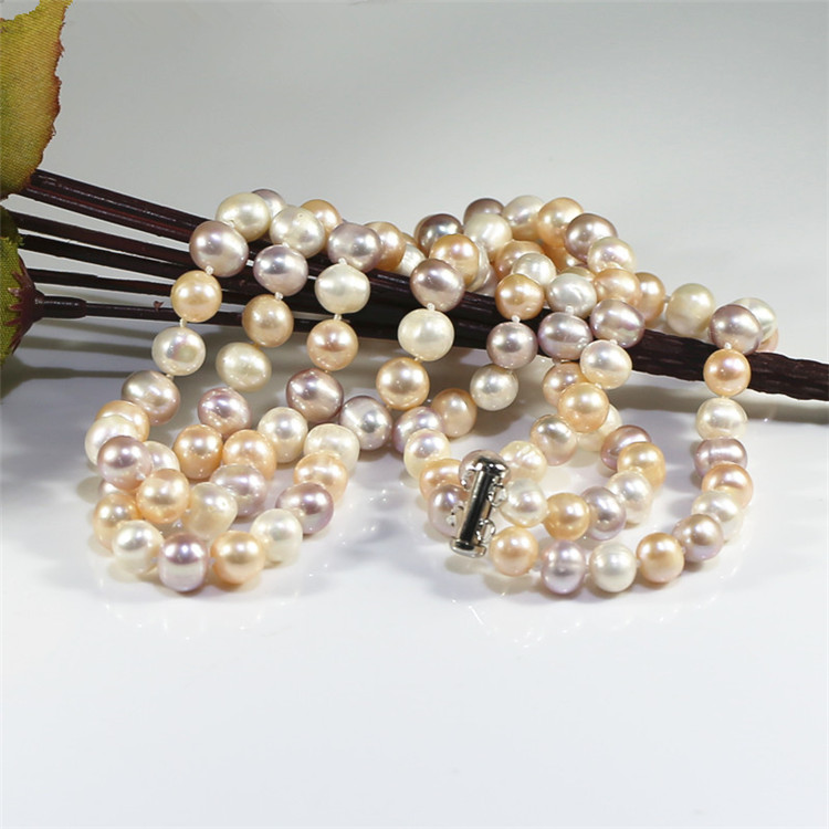 8mm Double layer Jewelry pearl necklace latest design pearl necklace Freshwater pearl necklace Wholesale