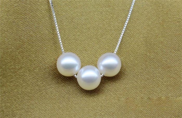 7-8mm Freshwater Pearl Jewelry Fashion Pearl Necklace for Lady round AA S925 Sterling Silver Real Freshwater pearl jewelry