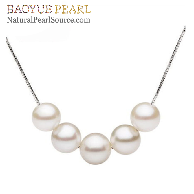 7-8mm Freshwater Pearl Pendant Necklace round AA S925 Sterling Silver Real Freshwater pearl jewelry Genuine Natural  Freshwater pearl necklace Wholesale