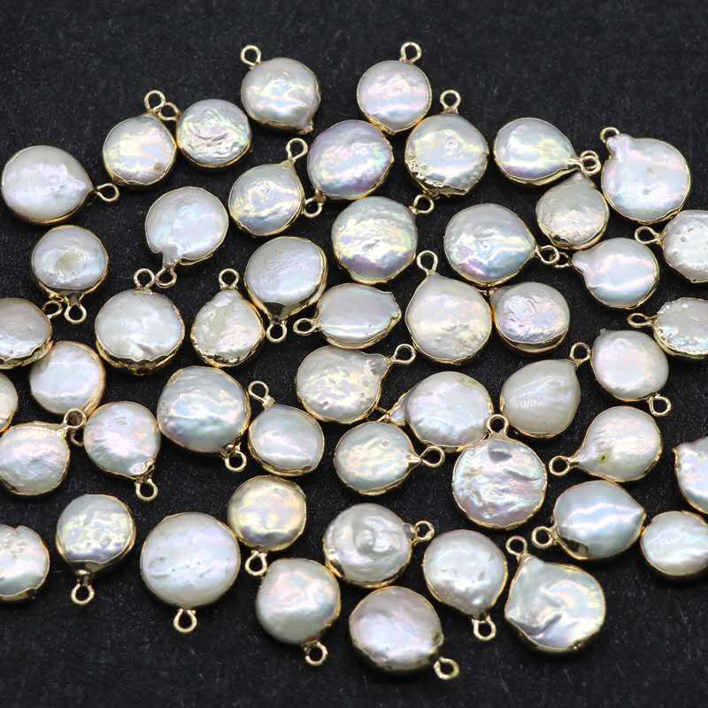 Freshwater Seed Pearl Gold plated edging one loop baroque coin pearl beads for DIY jewelry